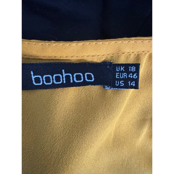 2/$25 Boohoo 14 Deep Mustard Yellow Long Sleeve Jumpsuit Polyester - Picture 3 of 16